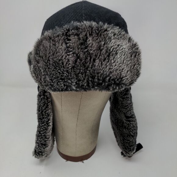 KBEthos Men's Trapper Hat Black One Size Vegan Fur Trim Ear Flaps - Picture 3 of 9